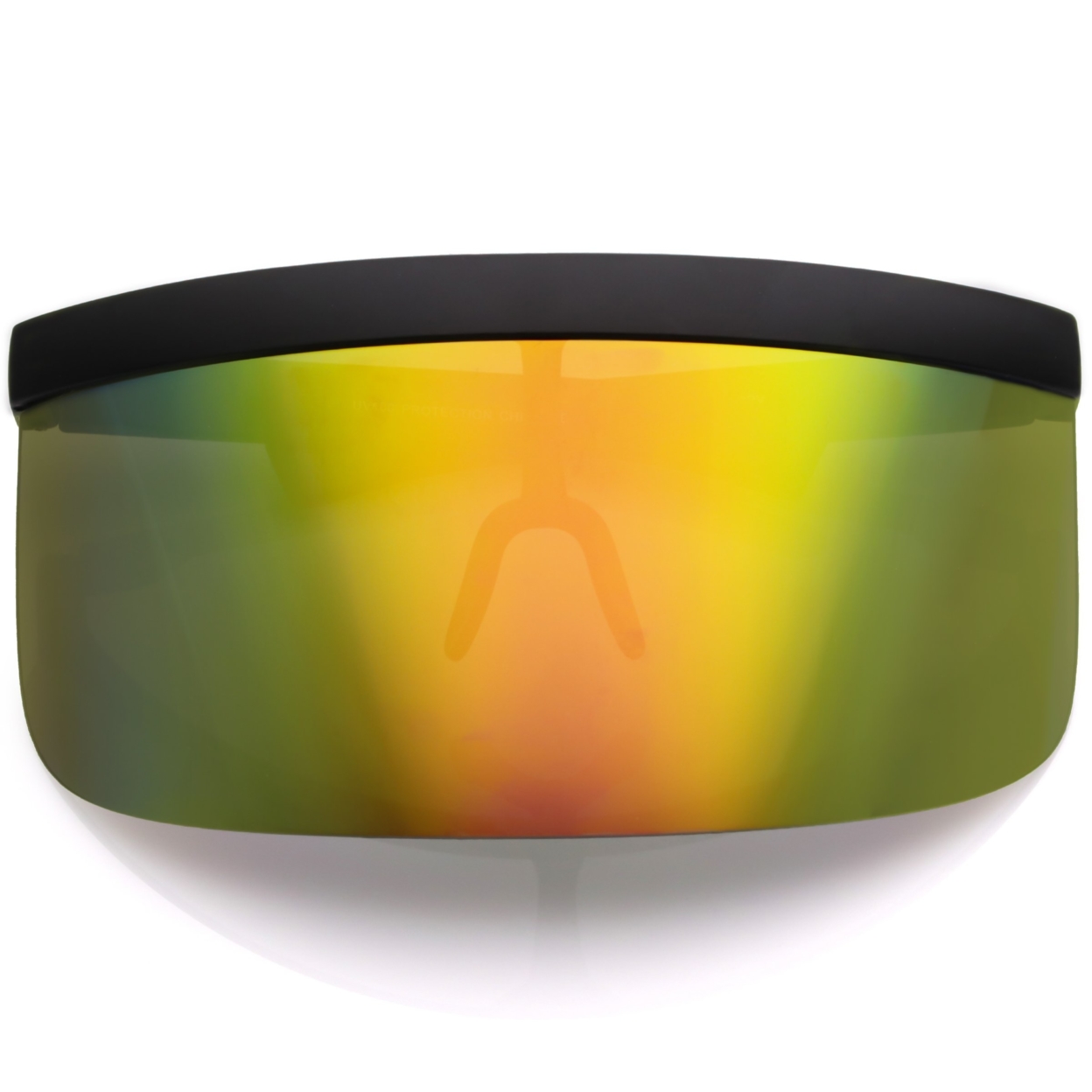 Futuristic Oversize Shield Visor Sunglasses Flat Top Mirrored Mono Lens 172mm - Rainbow Mirror