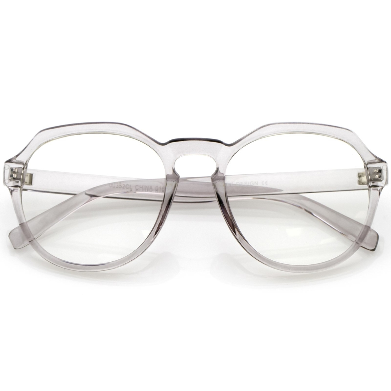 Modern Keyhole Nose Bridge Clear Lens Round Eyeglasses 55mm - Black / Clear