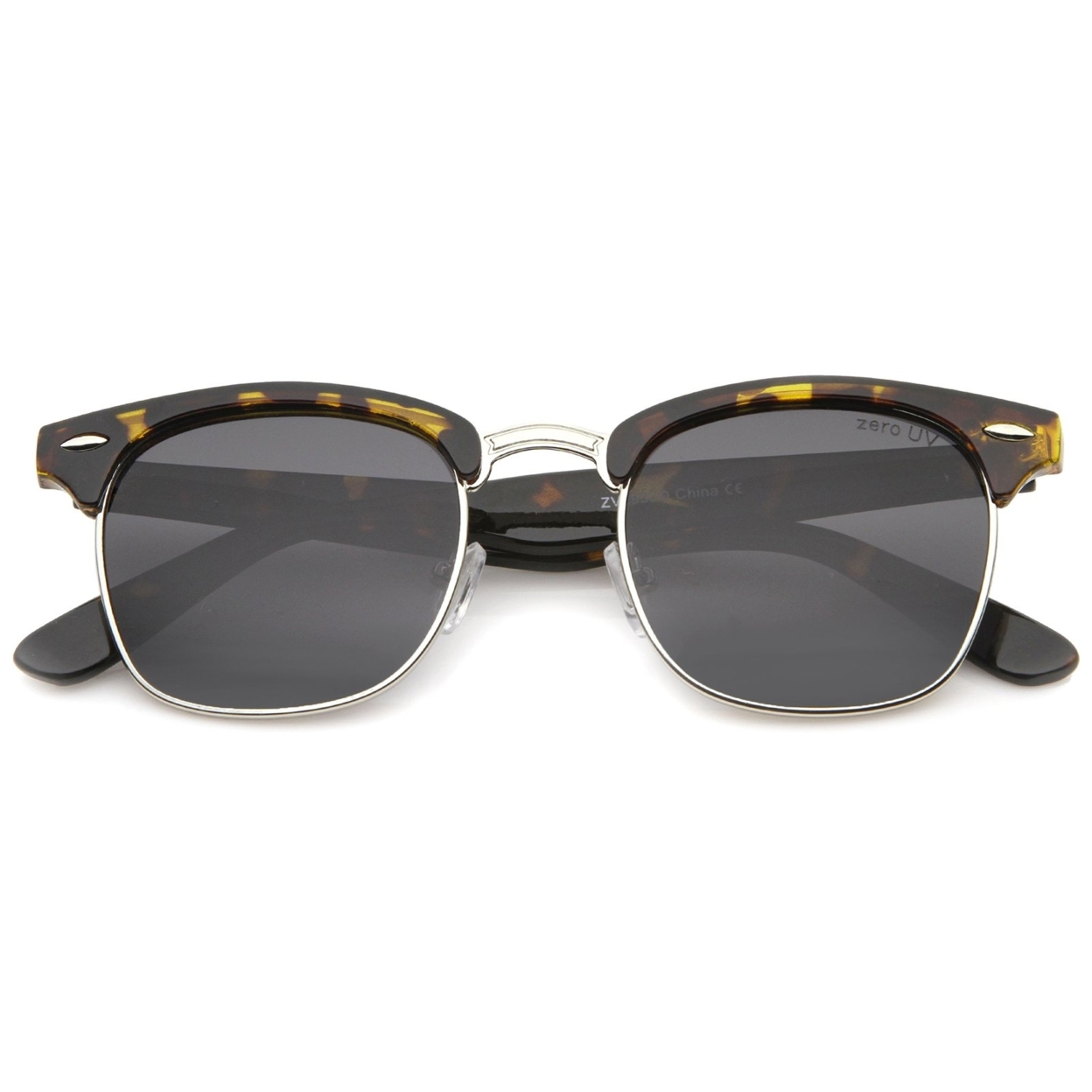 Polarized Lens Classic Half Frame Horn Rimmed Sunglasses 50mm - 2-Pack , TT-Slvr/Smk & Blk-Gld/Smk Polarized