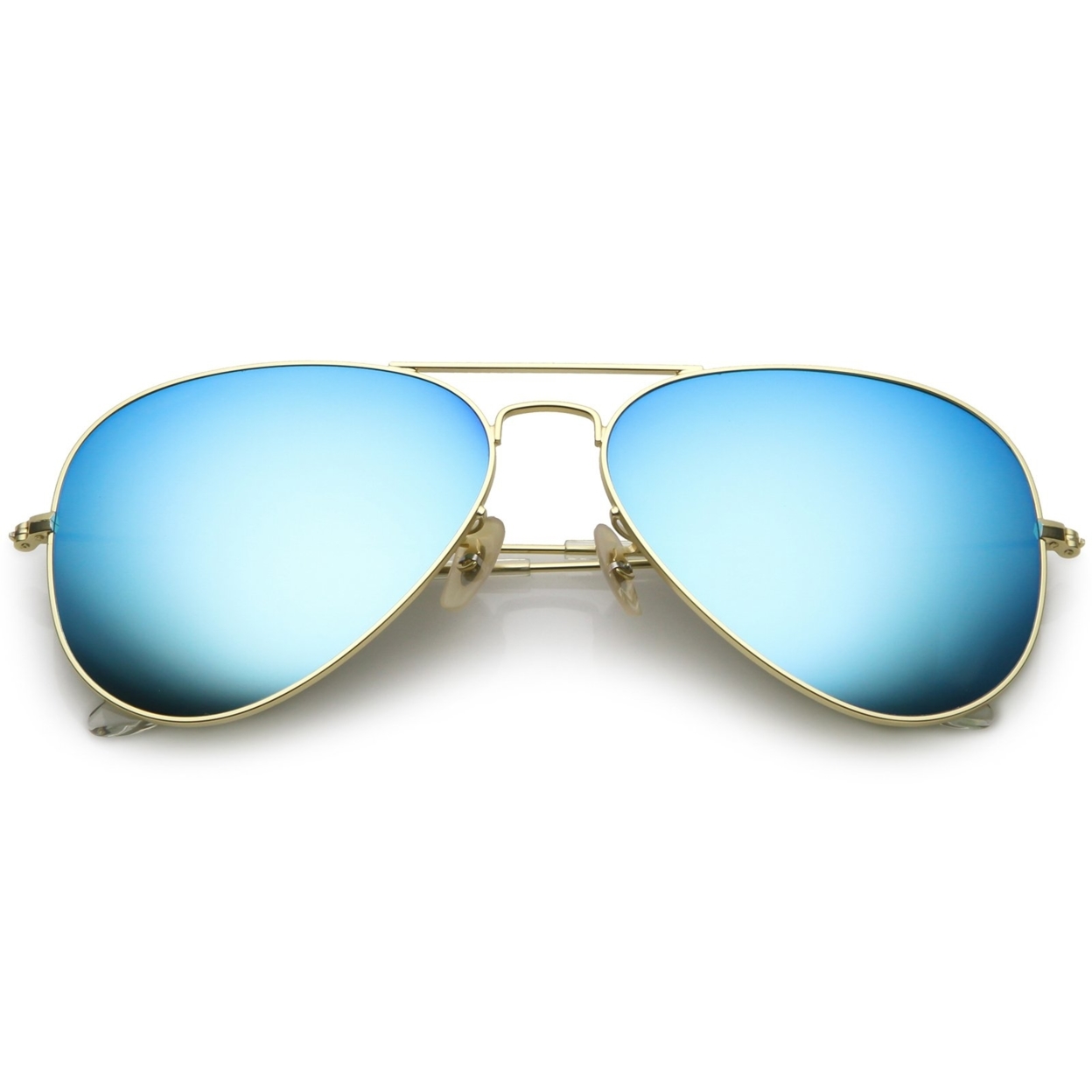 Premium Large Classic Matte Metal Aviator Sunglasses With Colored Mirror Glass Lens 61mm - Gold / Pink Mirror