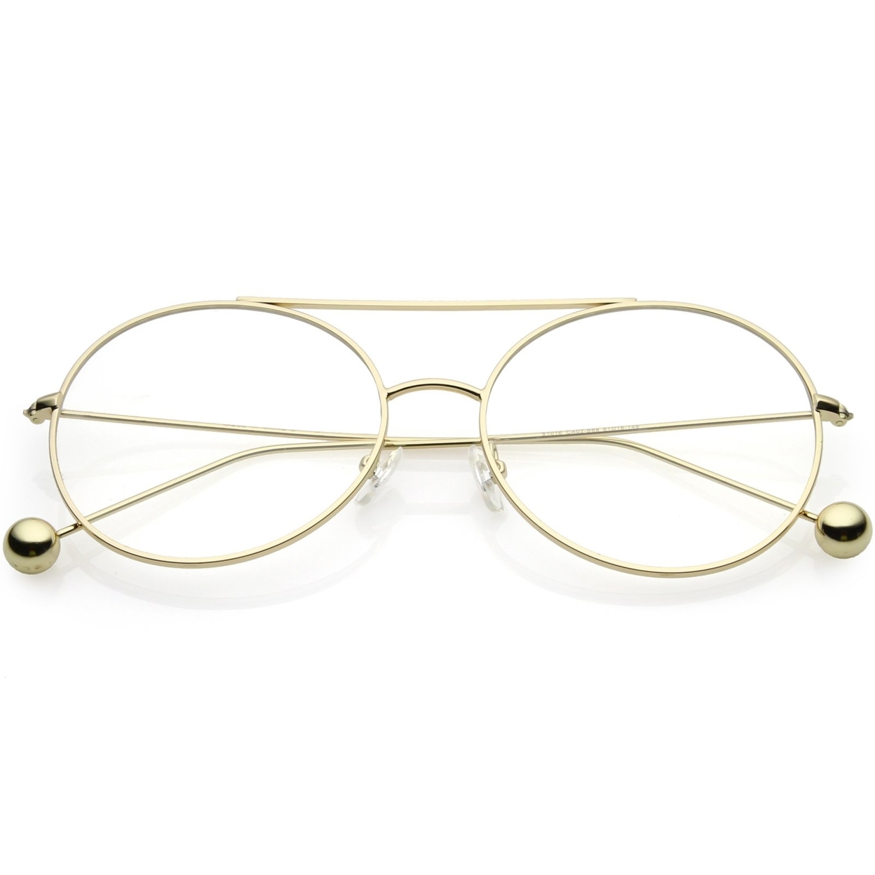Premium Oversize Round Eyeglasses Metal Double Nose Bridge Clear Flat Lens 59mm - Black / Clear