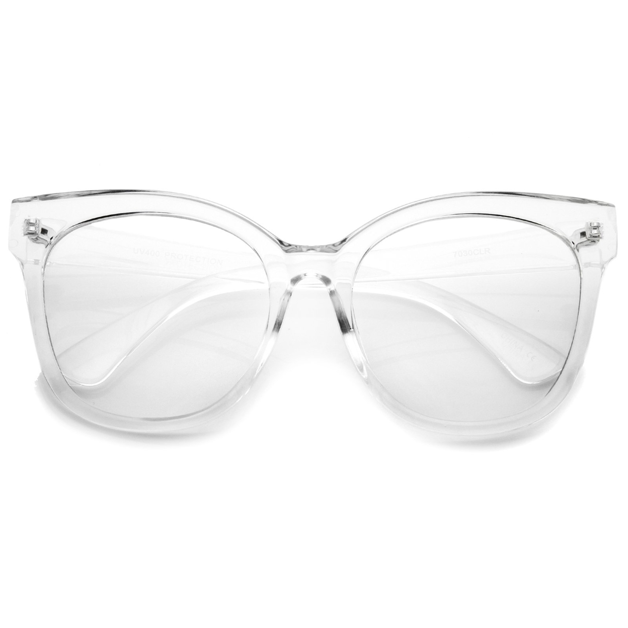 Women's Horn Rimmed Clear Flat Lens Oversize Cat Eye Glasses 57mm - Black / Clear