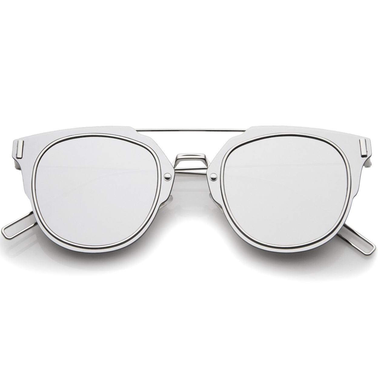 Minimal Ultra Slim Wire Inner Rimmed Mirror Flat Lens Pantos Sunglasses 58mm - Black / Blue Mirror