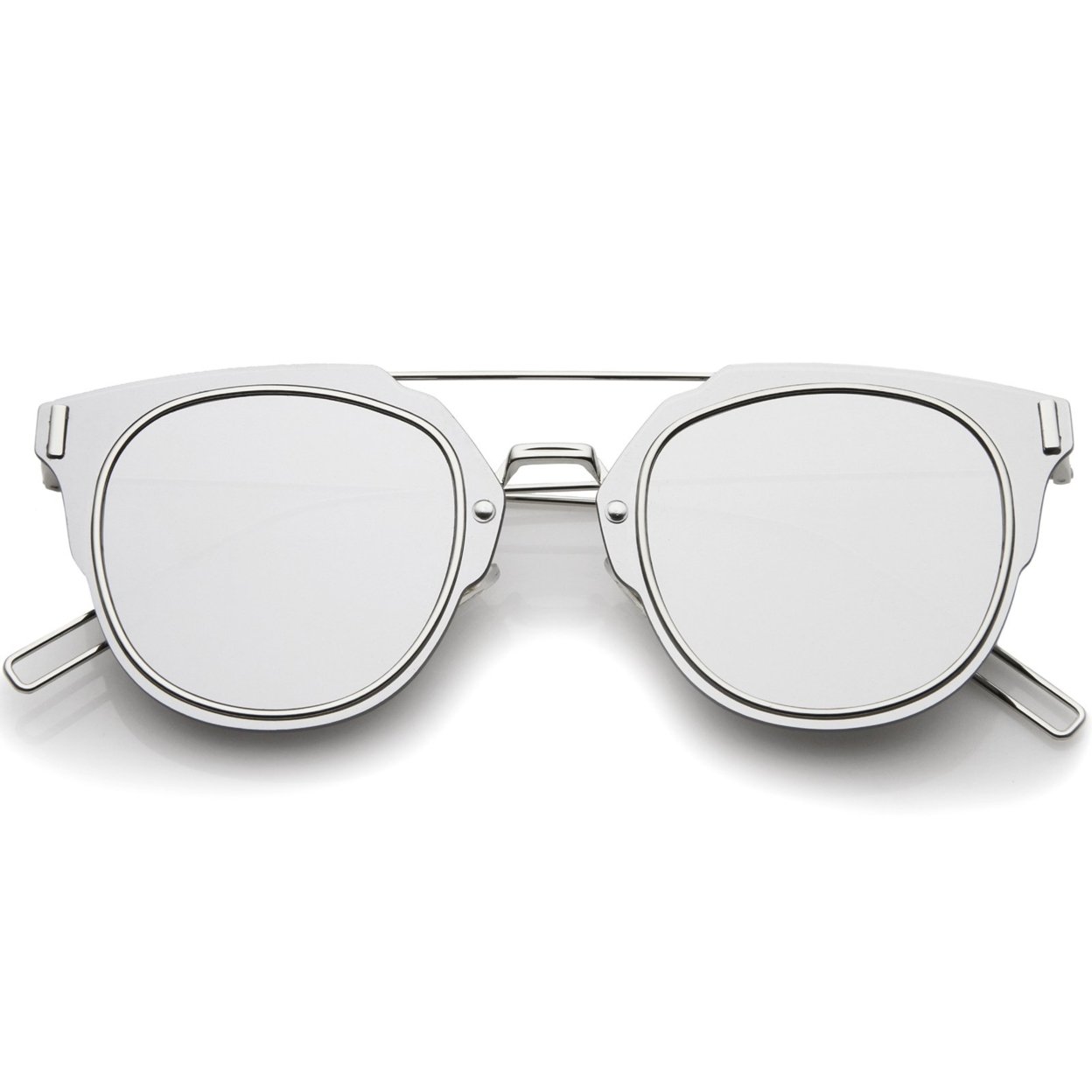 Minimal Ultra Slim Wire Inner Rimmed Mirror Flat Lens Pantos Sunglasses 58mm - Gold / Pink Mirror