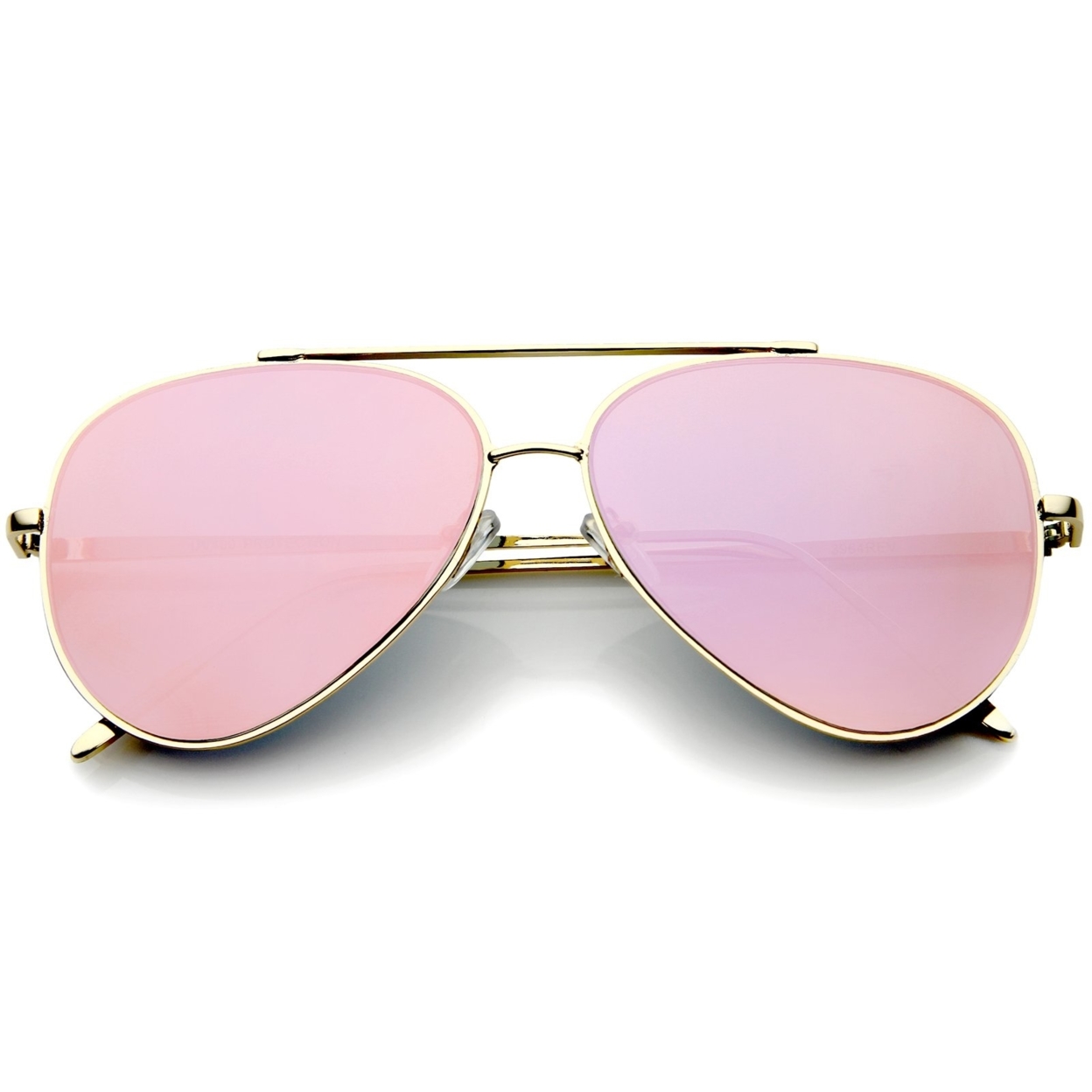 Mod Fashion Teardrop Rimless Mirror Flat Lens Metal Frame Aviator Sunglasses 58mm - Gold / Blue Mirror