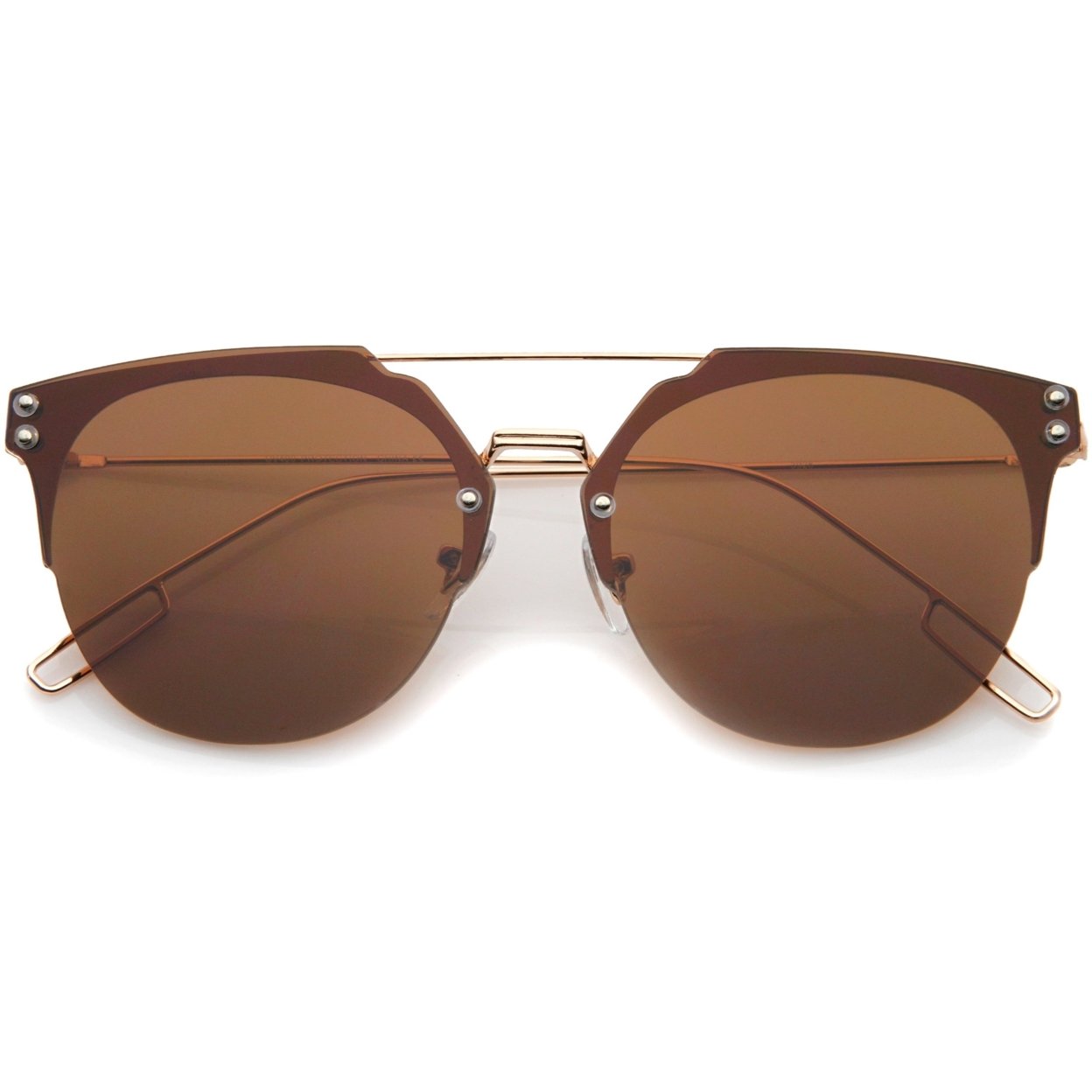 Modern Fashion Ultra Slim Wire Rimless Flat Lens Pantos Sunglasses 58mm - Pink-Gold / Pink