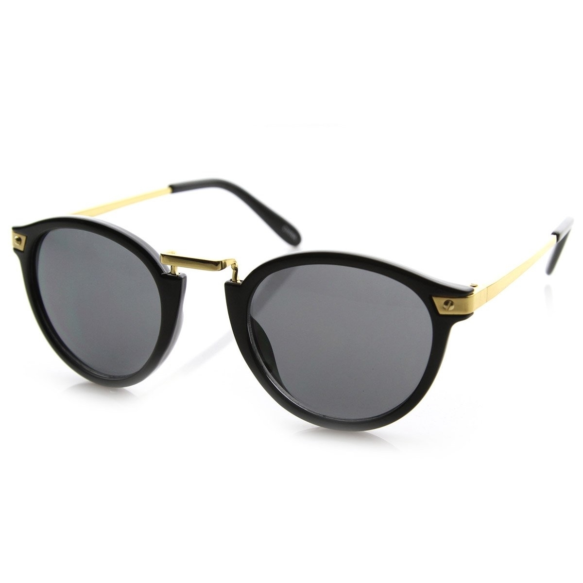 Vintage Inspired Round Horned Rim P-3 Frame Retro Sunglasses - Yellow Tortoise Sun