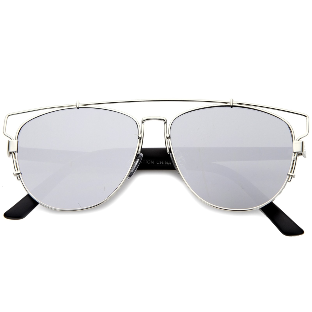 Technologic Full Metal Crossbar Flash Mirror Flat Lens Aviator Sunglasses 54mm - Gold / Brown