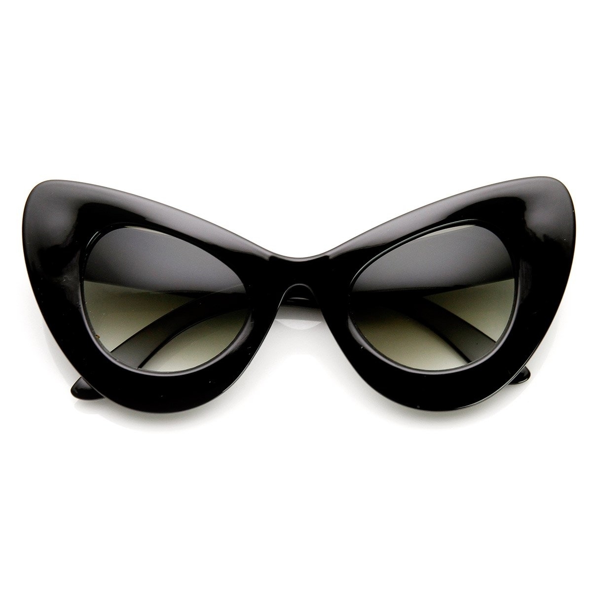 High Fashion Bold Oversized Women's Cat Eye Sunglasses - Black