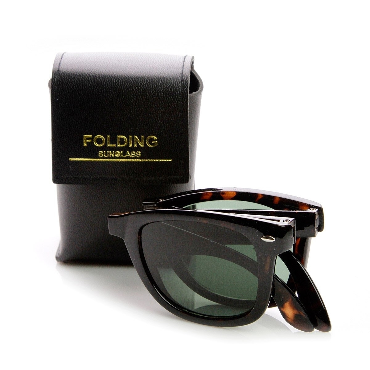 Limited Edition Folding Pocket Horn Rimmed Sunglasses + Case - Rubberized Black