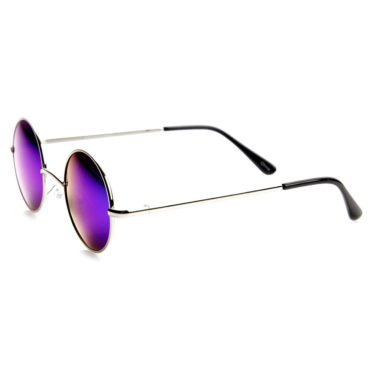 Lennon Style Small Round Color Mirrored Lens Circle Sunglasses - Silver Sun
