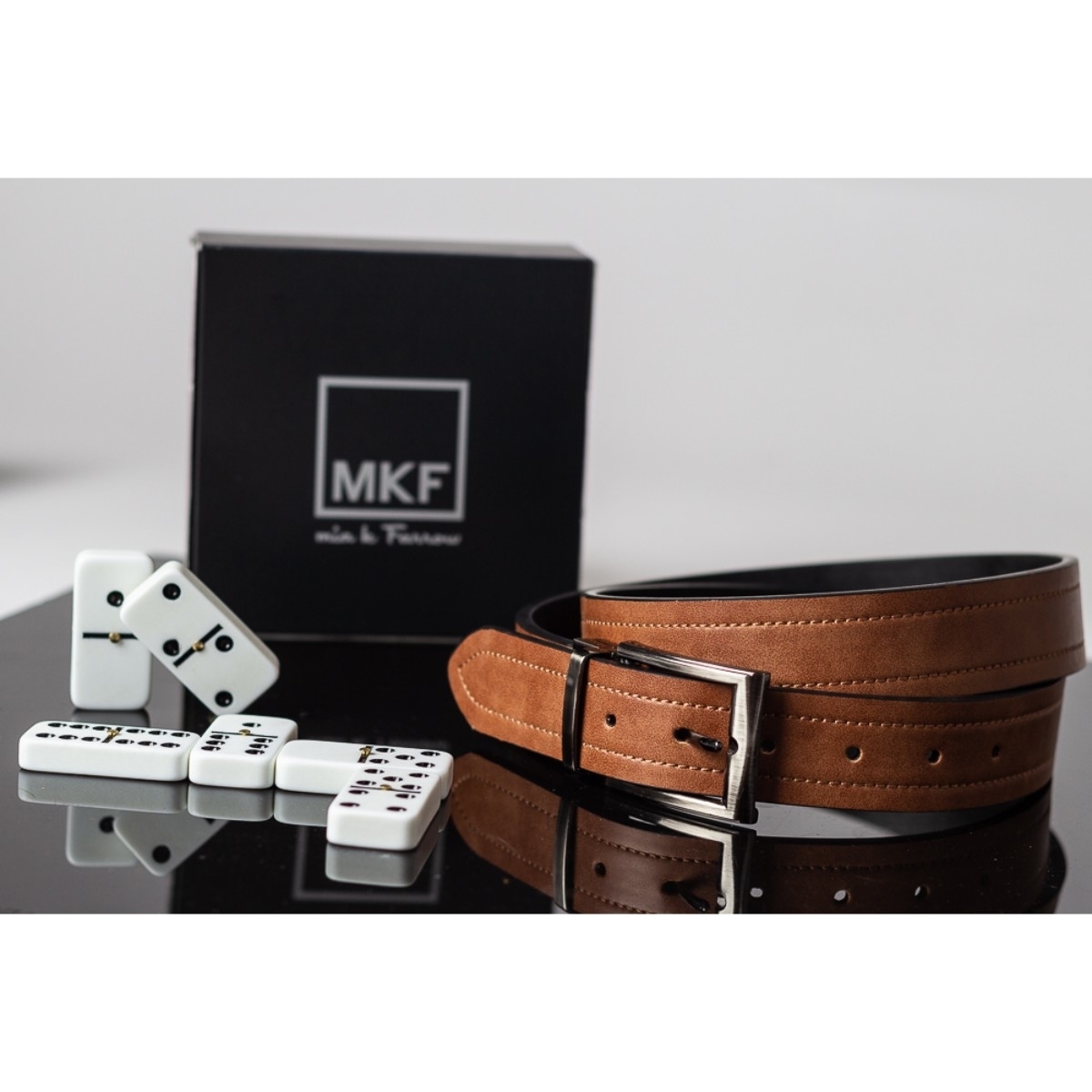 MKF Collection Omar Genuine Leather Reversible Belt By Mia K. Handbag - BLACK, L