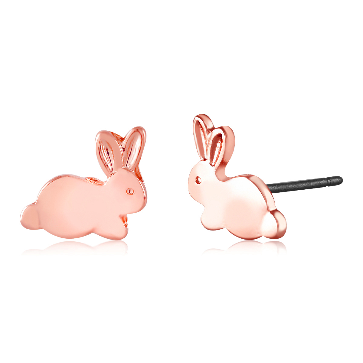 TriColor Stud Earrings - Rabbit, Rose