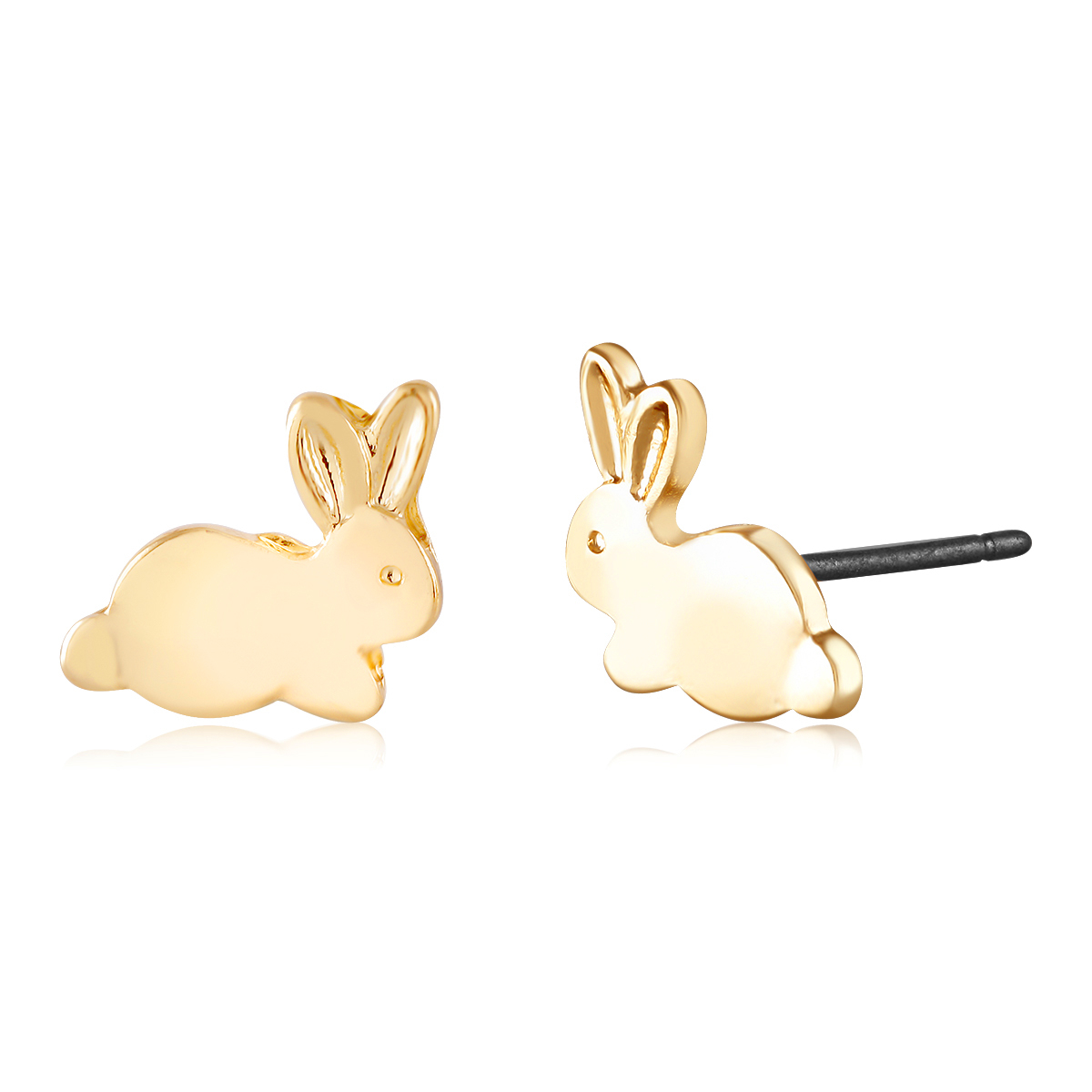 TriColor Stud Earrings - Rabbit, White