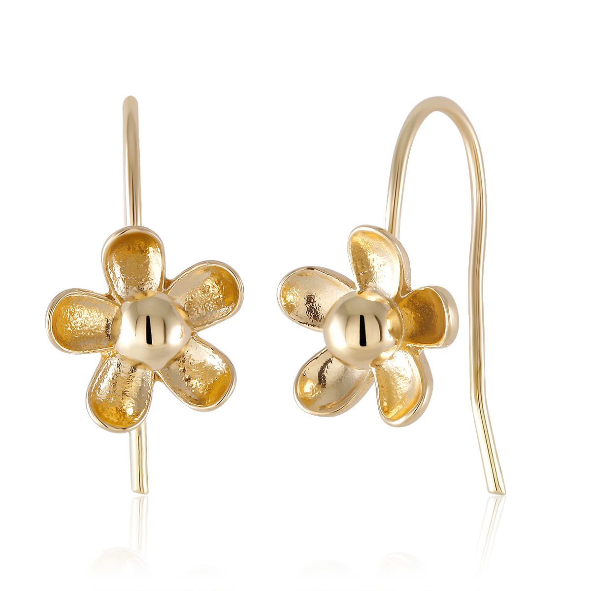 TriColor Stud Earrings - Flower, Yellow