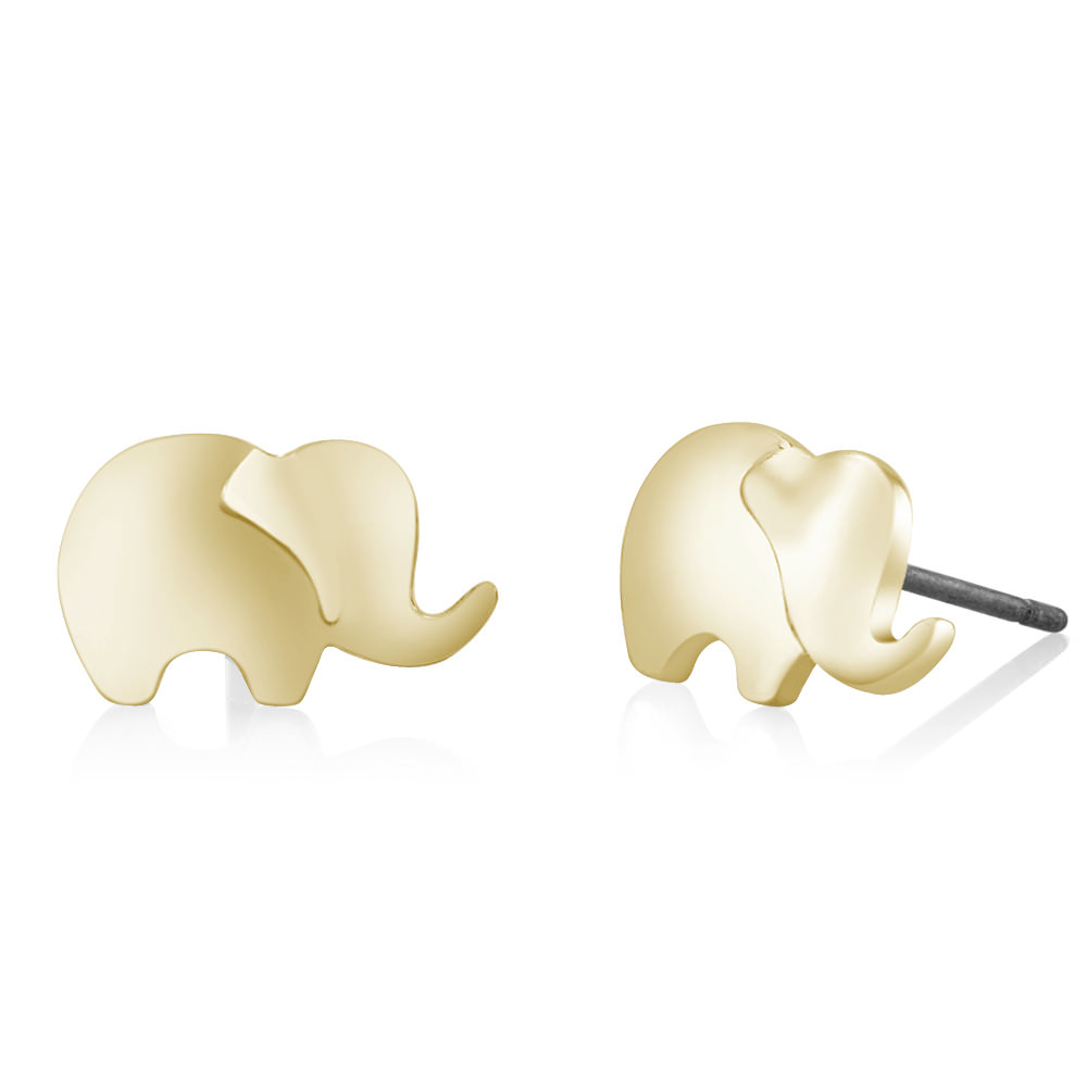 TriColor Stud Earrings - Elephant, Yellow