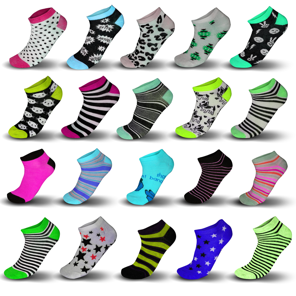 18-Pairs Mystery Deal: Women's Colorful Patterned Fashion Ankle Socks