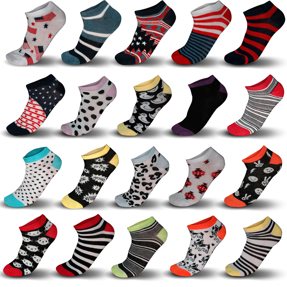 18-Pairs Mystery Deal: Women's Colorful Patterned Fashion Ankle Socks