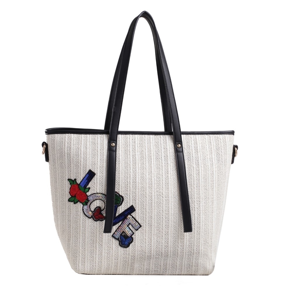 MKF Collection By Mia K. Hampton Woven Beach Tote Handbag - White