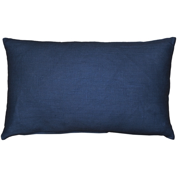 Pillow Decor - Tuscany Linen Indigo Blue 12x19 Throw Pillow