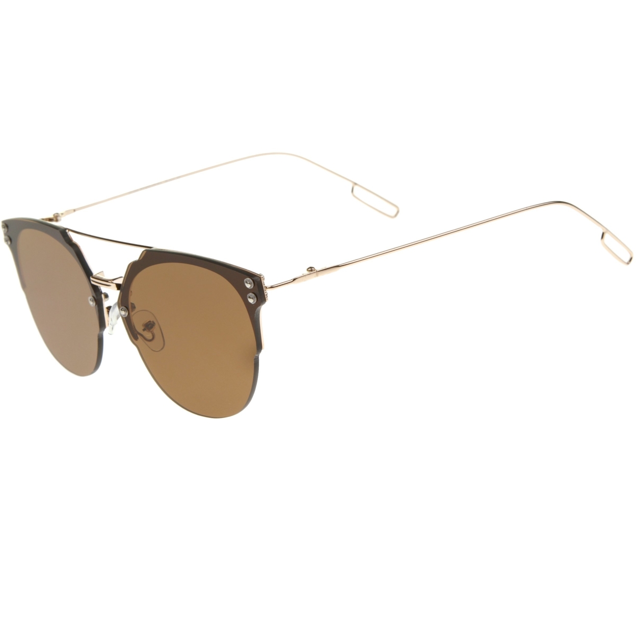 Modern Fashion Ultra Slim Wire Rimless Flat Lens Pantos Sunglasses 58mm - Pink-Gold / Pink