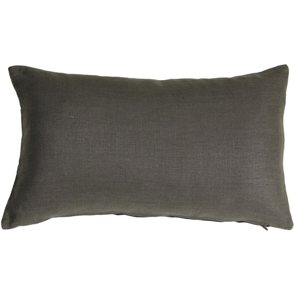 Pillow Decor - Tuscany Linen Charcoal Gray 12x19 Throw Pillow