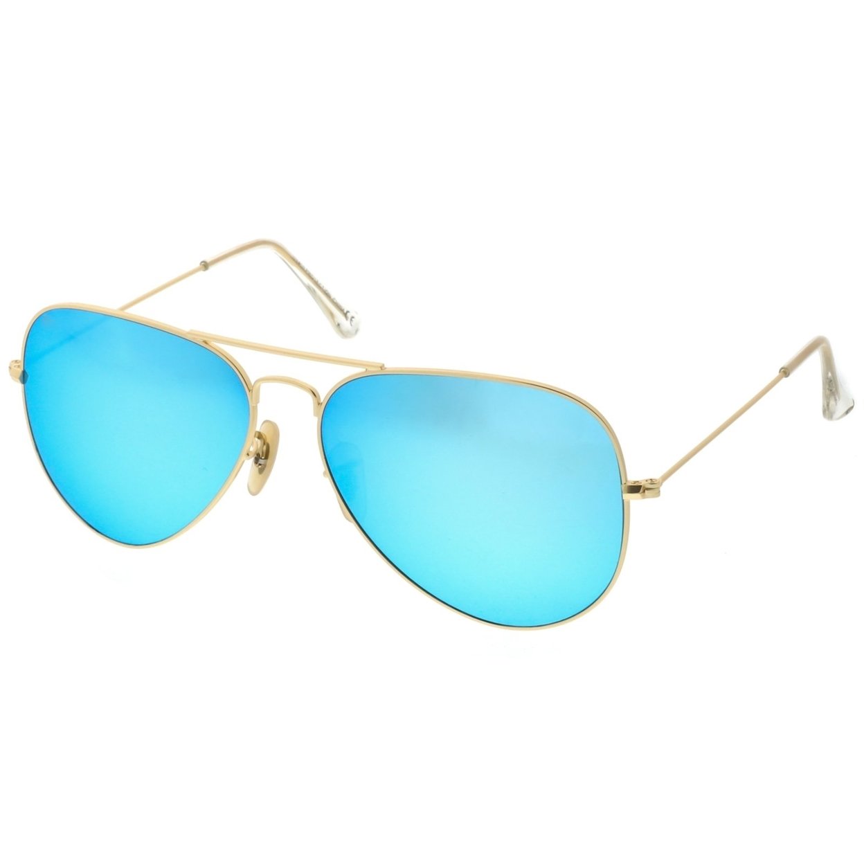 Premium Large Classic Matte Metal Aviator Sunglasses With Colored Mirror Glass Lens 61mm - Gold / Pink Mirror