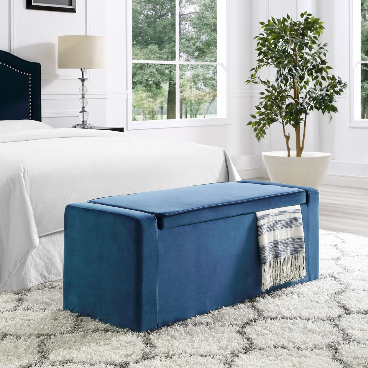 Carson Velvet Storage Bench-Shoe Storage-Upholstered-Living Room, Entryway, Bedroom-Inspired Home - Grey