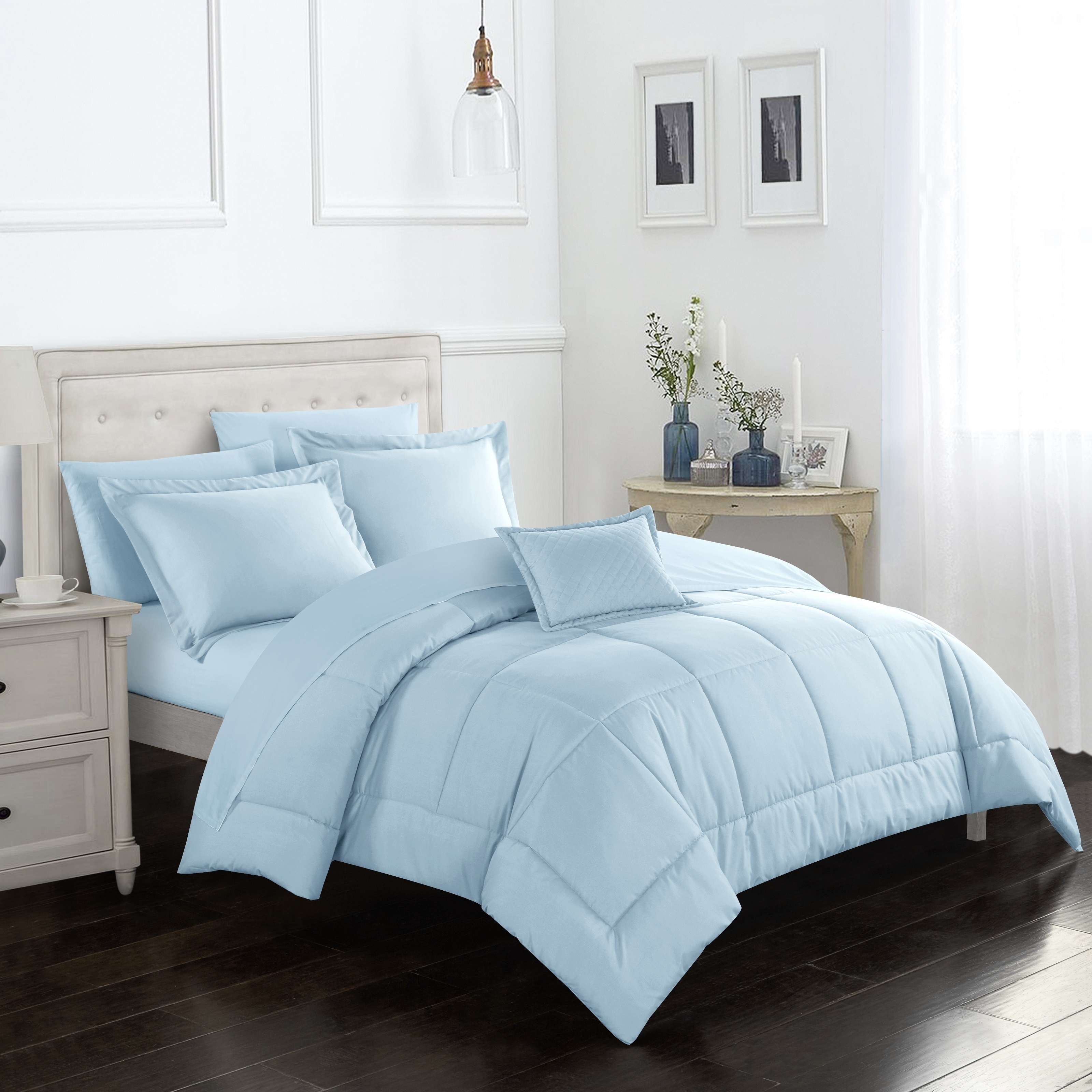 Joshuah 8 Or 6 Piece Comforter Set Pieced Solid Color Stitched With Sheet Set - Brick, Twin