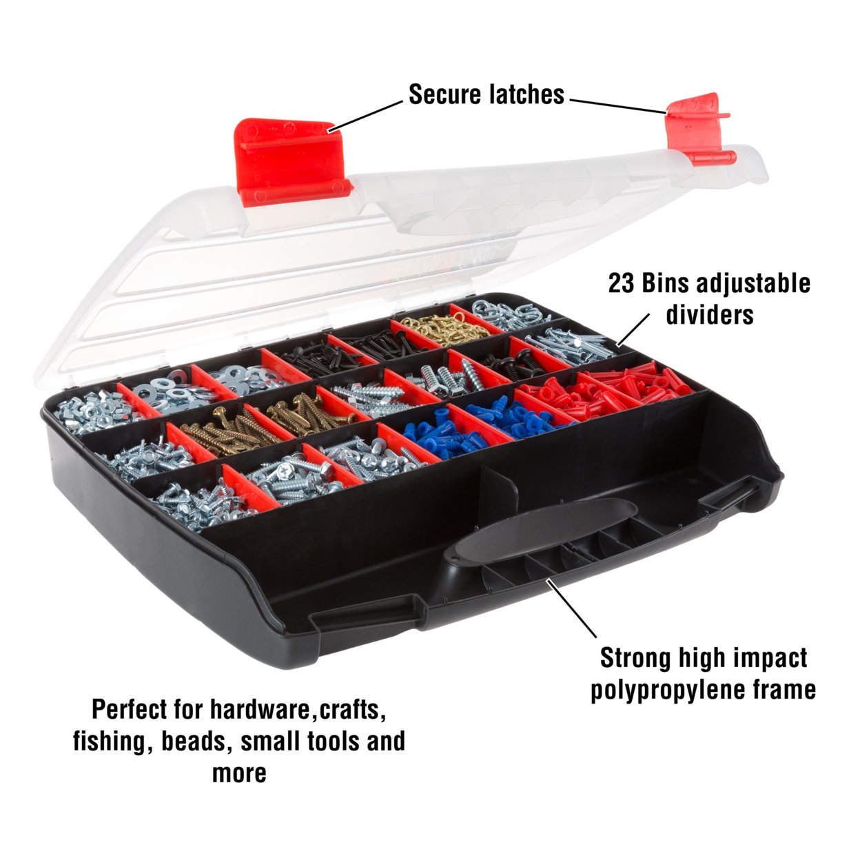 Portable Storage Case With Secure Locks And 21 Adjustable Compartments Crafts