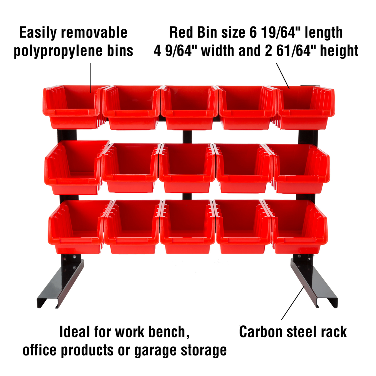 15 Bin Storage Rack Organizer- Durable Carbon Steel Stackable Drawers Crafts, Office Supplies