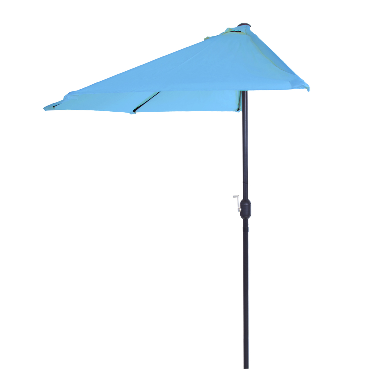 Half Round Patio Umbrella With Easy Crank- Small Space Outdoor Shade Umbrella Blue