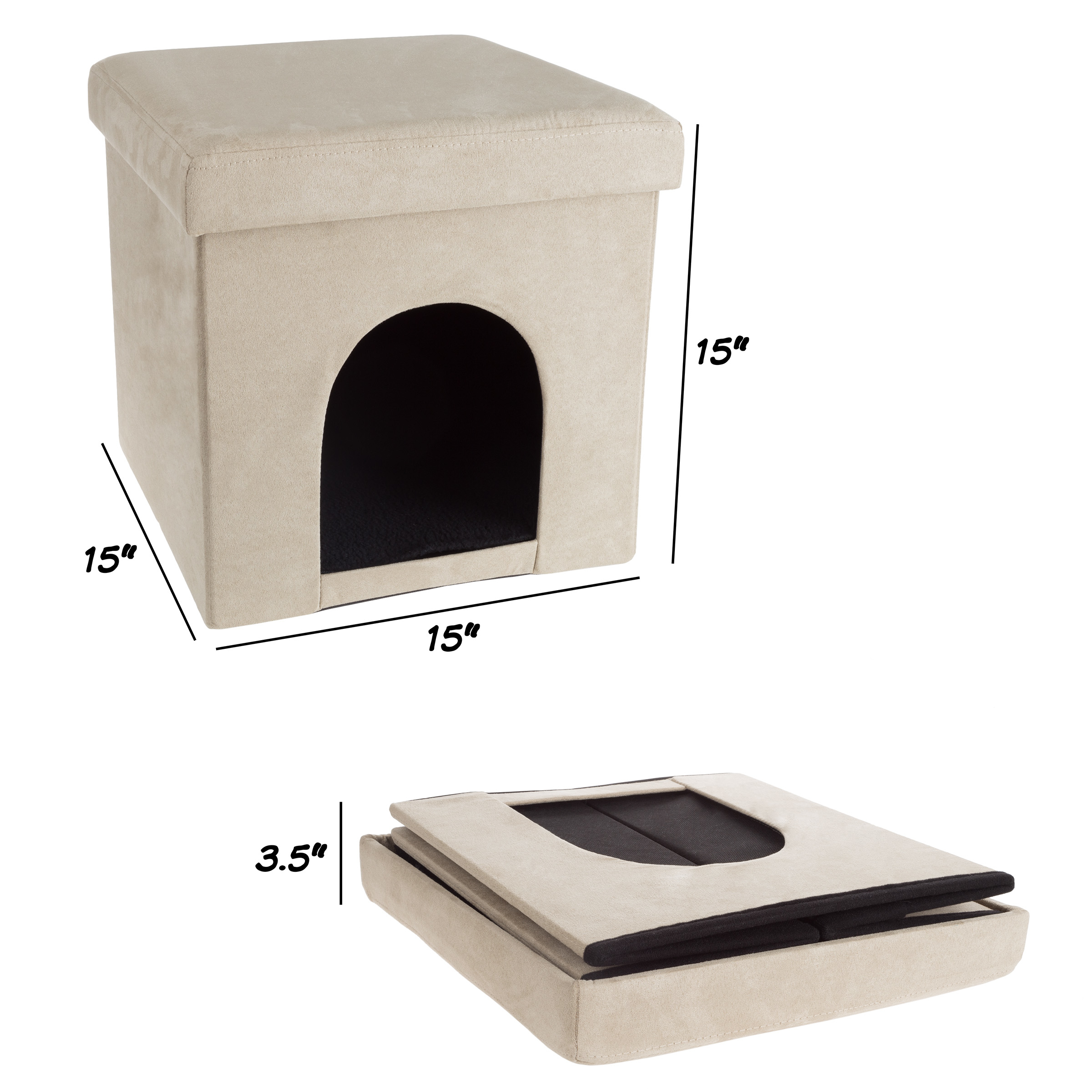 Pet House Ottoman- Collapsible Multipurpose Cat Or Small Dog Bed Cube