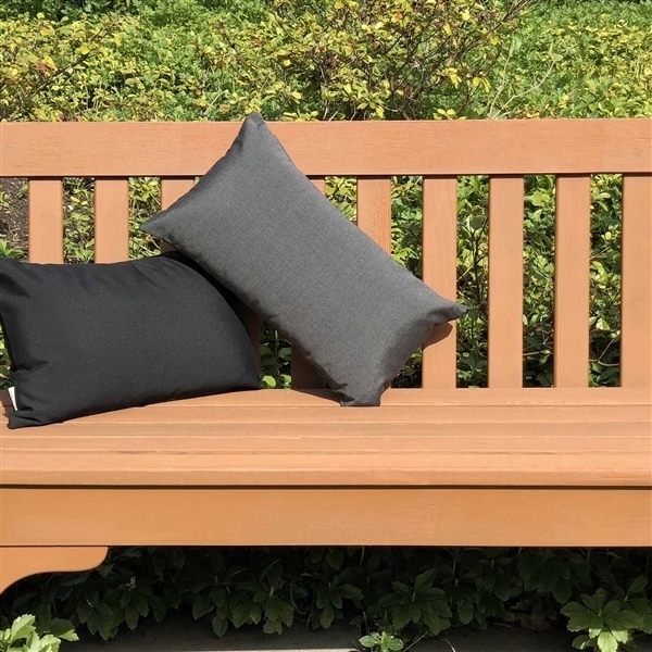 Pillow Decor - Sunbrella Coal Black 12x19 Outdoor Pillow