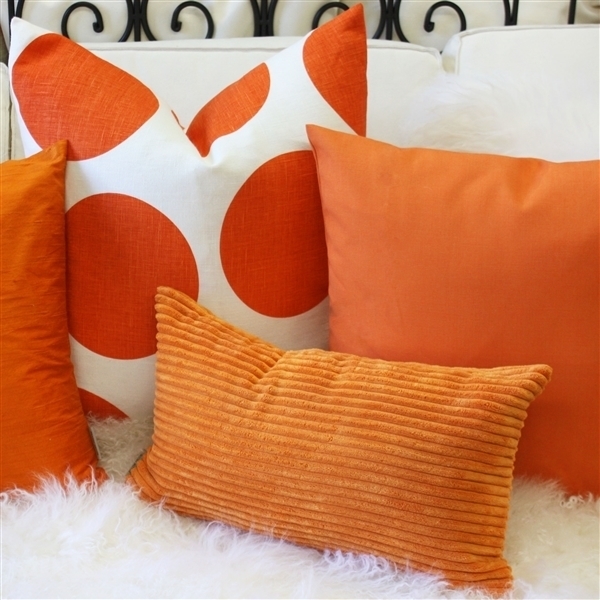 Pillow Decor - Wide Wale Corduroy 12x20 Light Orange Throw Pillow