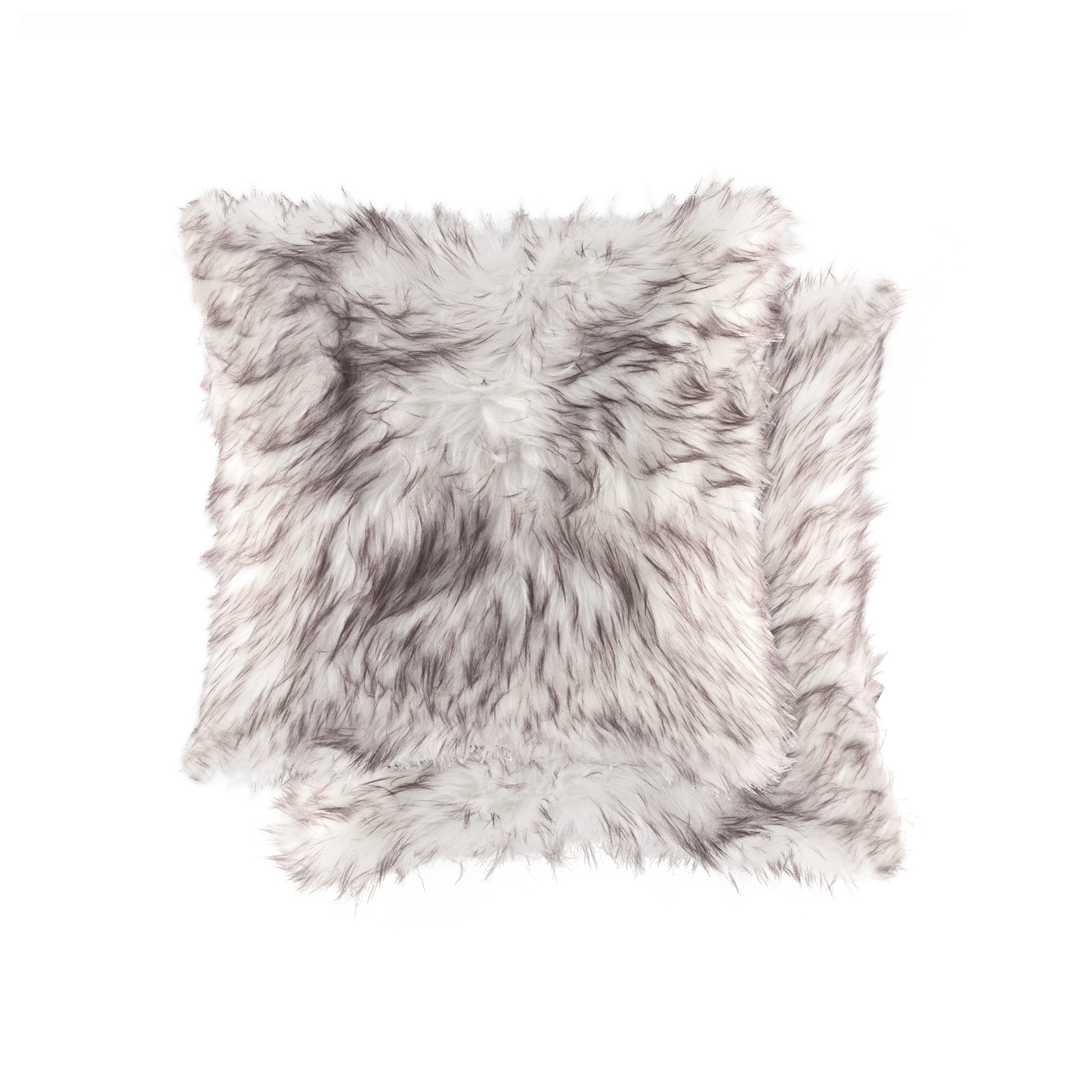 2 Pack Belton Faux Sheepskin Fur Pillow 18"x18" Gradient Chocolate