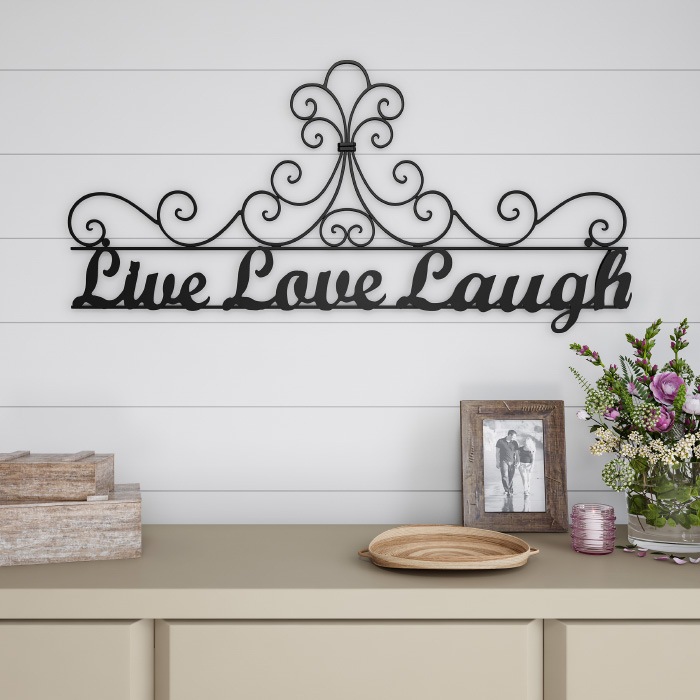 Metal Cutout-Live Laugh Love Decorative Wall Sign-3D Word Art Home Accent Decor-Modern Rustic