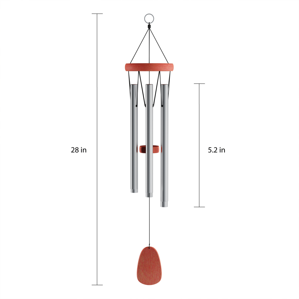 Metal And Wood Wind Chime- 28 Tuned Metal Wind Chimes With Silver Finish And Soothing Tone For Garden, Patio