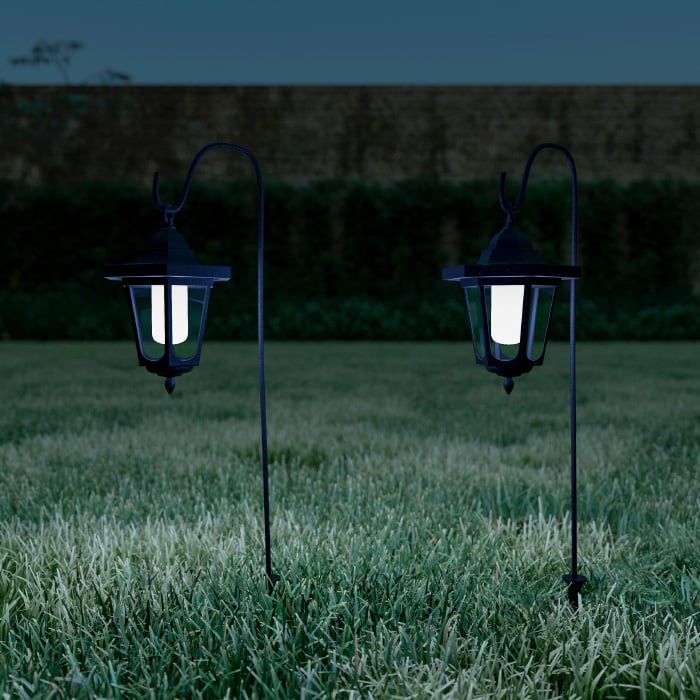 Hanging Solar Coach Lights Outdoor Lighting With Hanging Hooks For Garden, Path, Landscape, Patio, Driveway, Walkway- Set Of 2