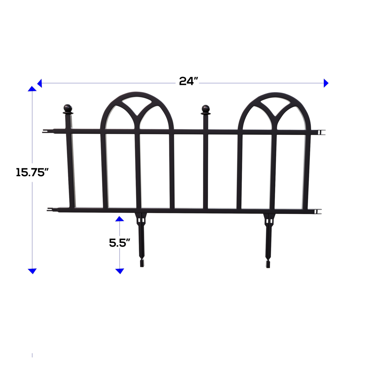 Garden Edging Border- Flower Bed Edging For Landscaping- Victorian Fence, 8 Feet Of Interlocking Outdoor Lawn Stakes