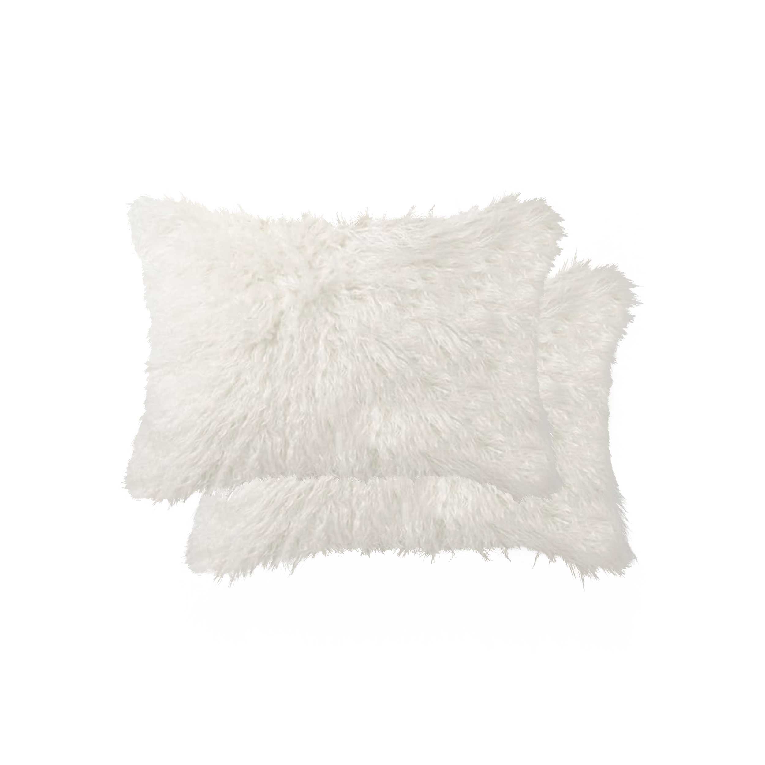 2 Pack Belton Faux Sheepskin Fur Pillow 12'x20" Off White