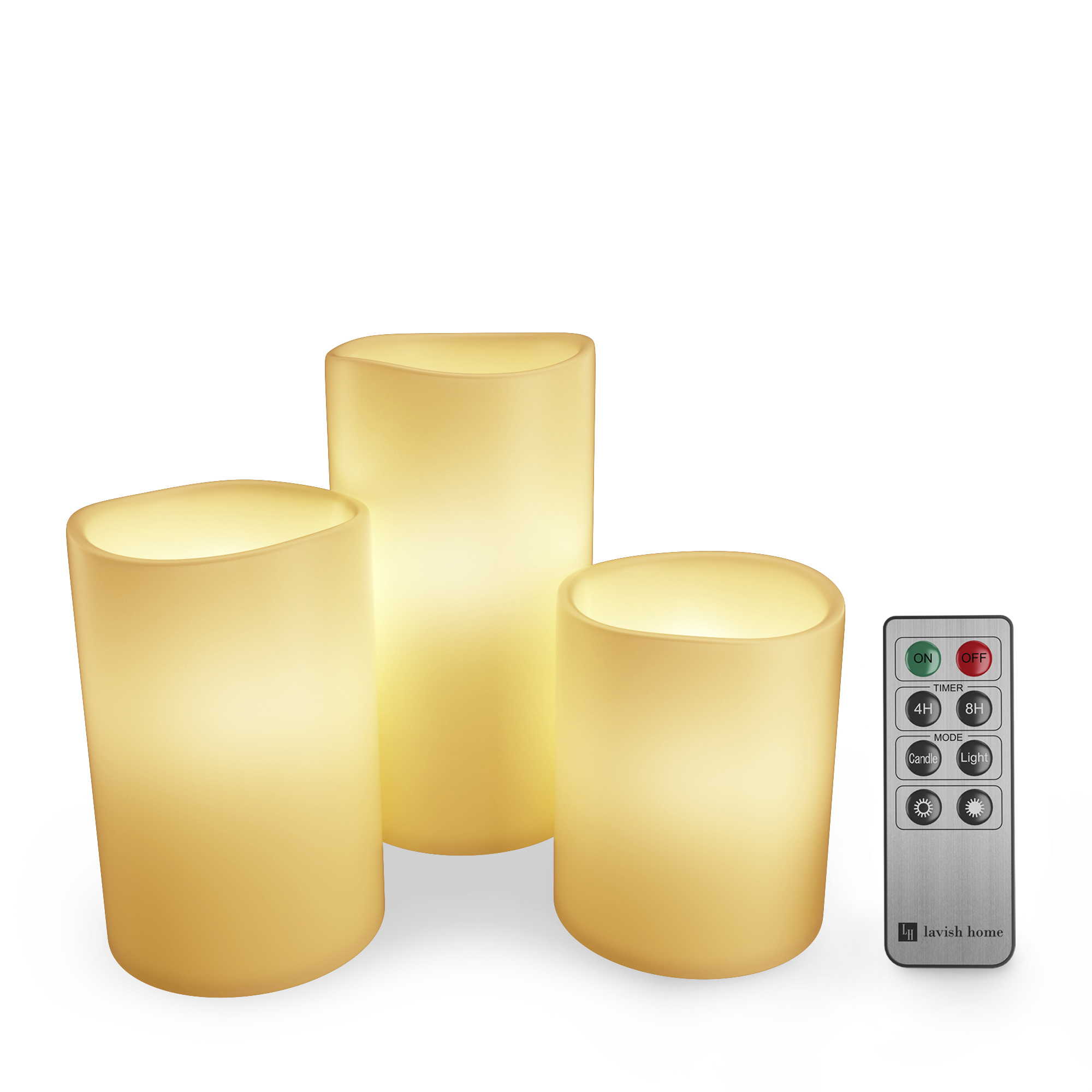 3 Piece LED Flameless Candle Set With Remote And Timer Battery Operated