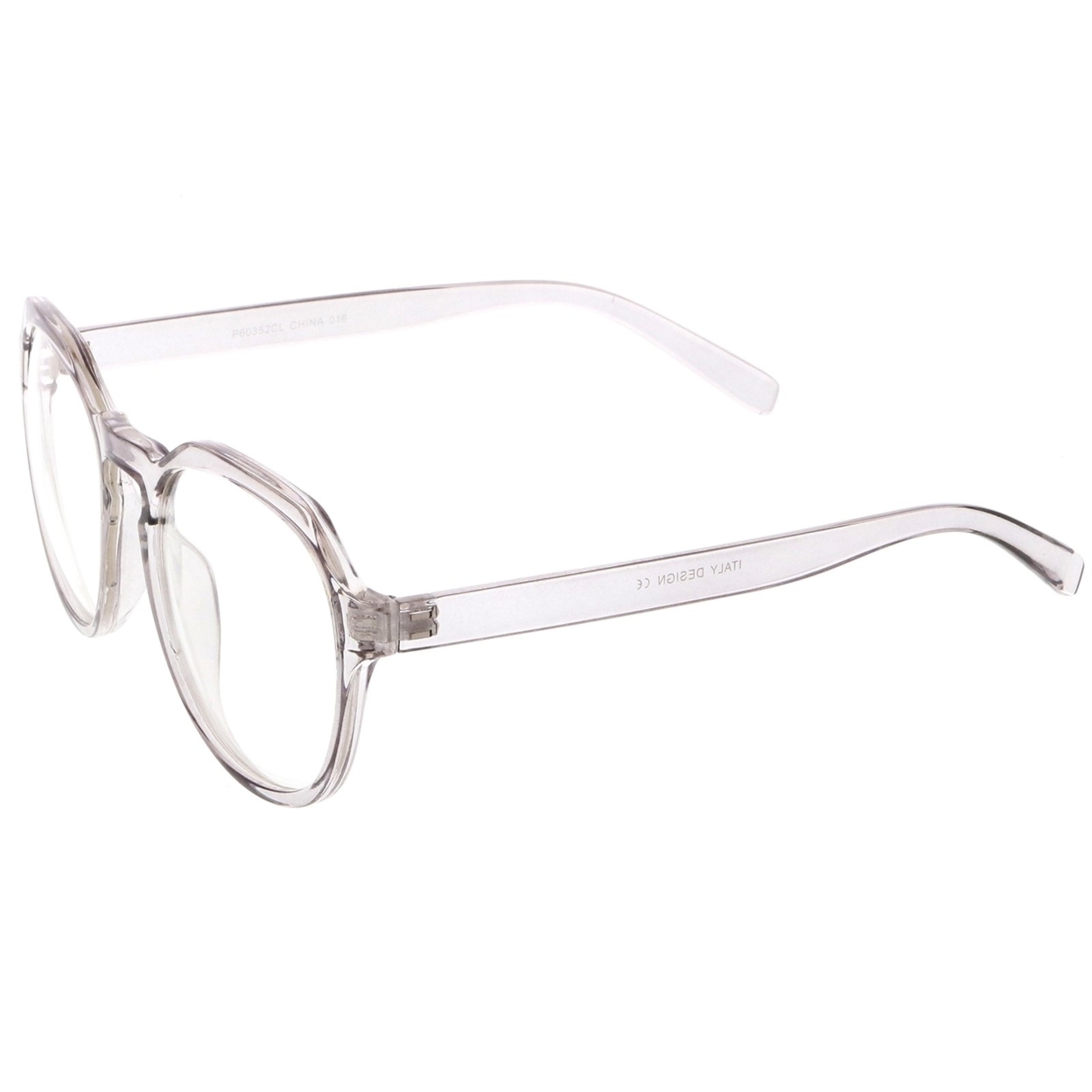 Modern Keyhole Nose Bridge Clear Lens Round Eyeglasses 55mm - Black / Clear