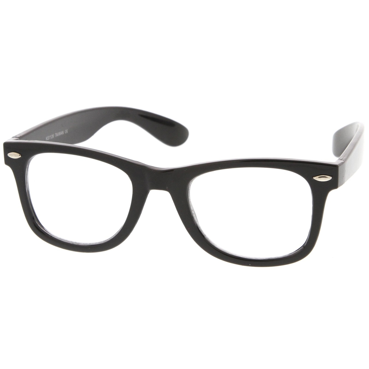 Classic Thick Square Clear Lens Horn Rimmed Eyeglasses 50mm - Black / Clear
