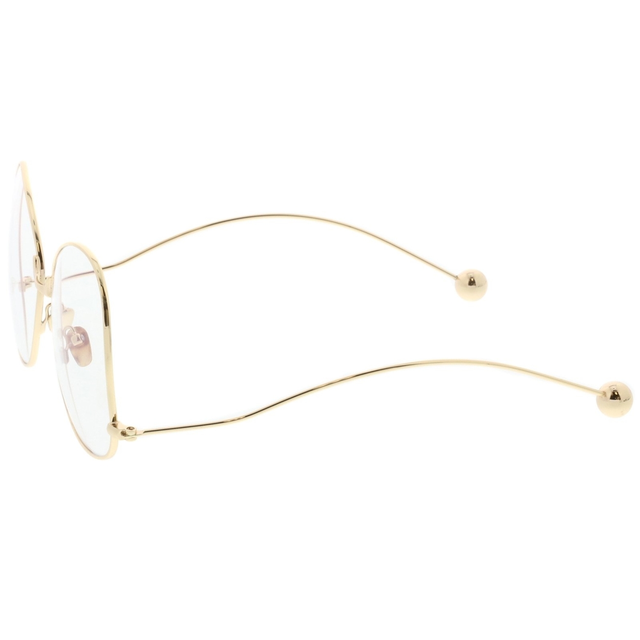 Oversize Butterfly Glasses With Clear Lenses And Thin Metal Arms With Ball Accents - Silver / Clear
