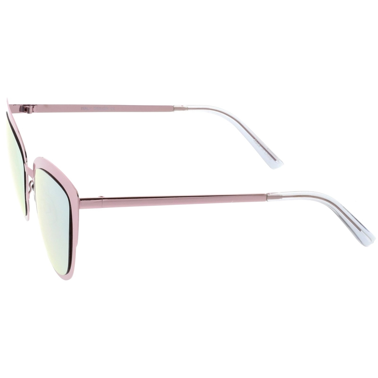 Premium Oversize Metal Cat Eye Sunglasses With Colored Mirror Lens 54mm - Gold / Silver Mirror
