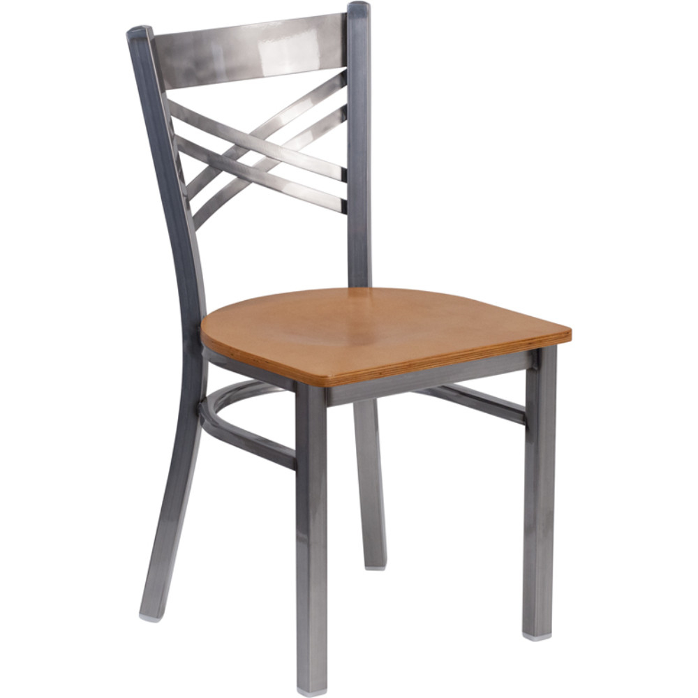 HERCULES Series Clear Coated ''X'' Back Metal Restaurant Chair, NATW-GG