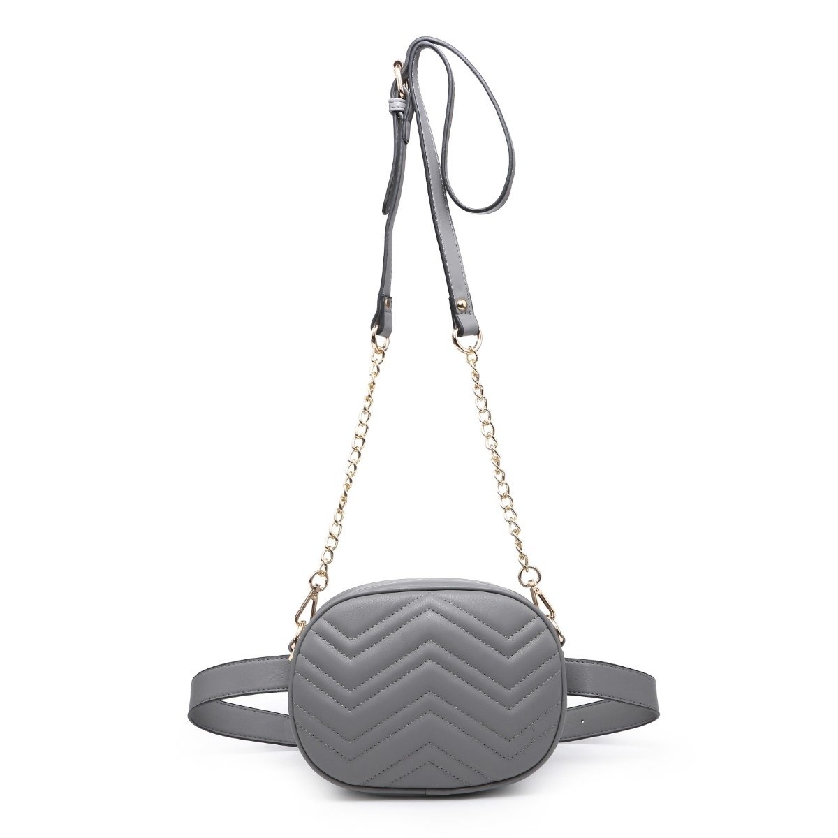 MKF Collection Convertible Chevron Quilt Crossbody To Belt Handbag In Multiple Colors By Mia K. - Grey