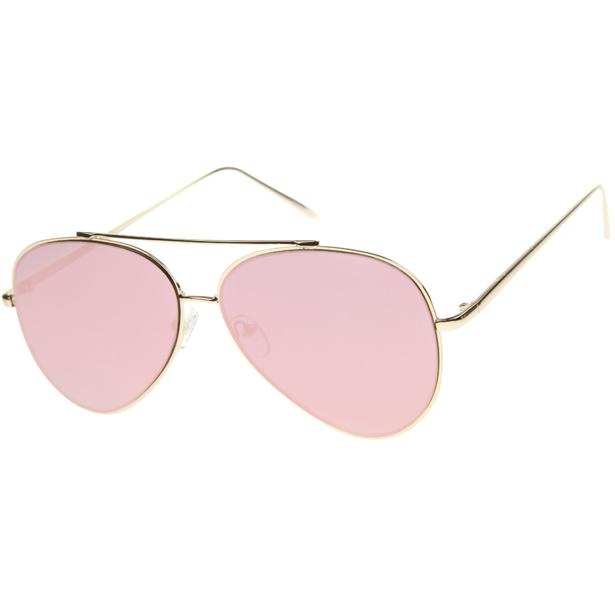 Mod Fashion Teardrop Rimless Mirror Flat Lens Metal Frame Aviator Sunglasses 58mm - Gold / Purple Mirror