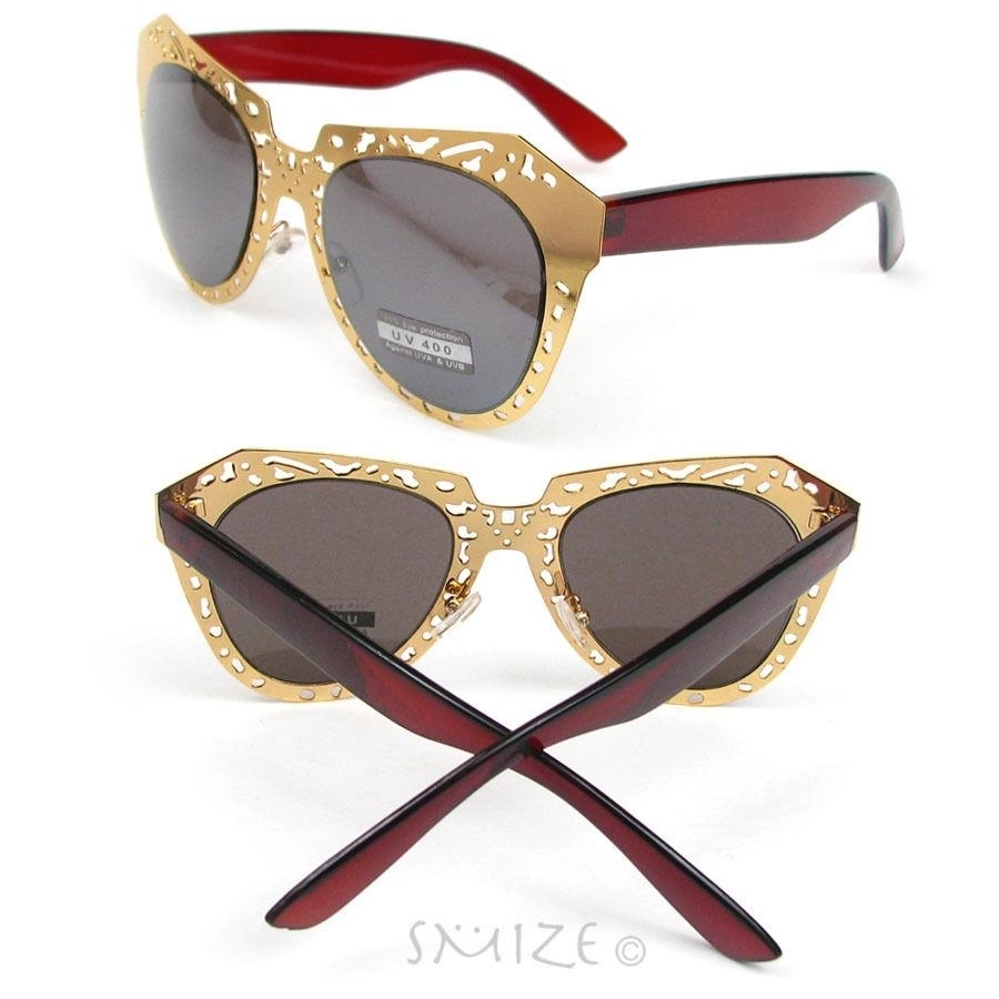 Extravaganza Oversized Metal Frame Women's Fashion Sunglasses - Brown Gold